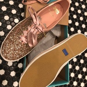 NEW Kate spade Rose Gold Glitter Keds